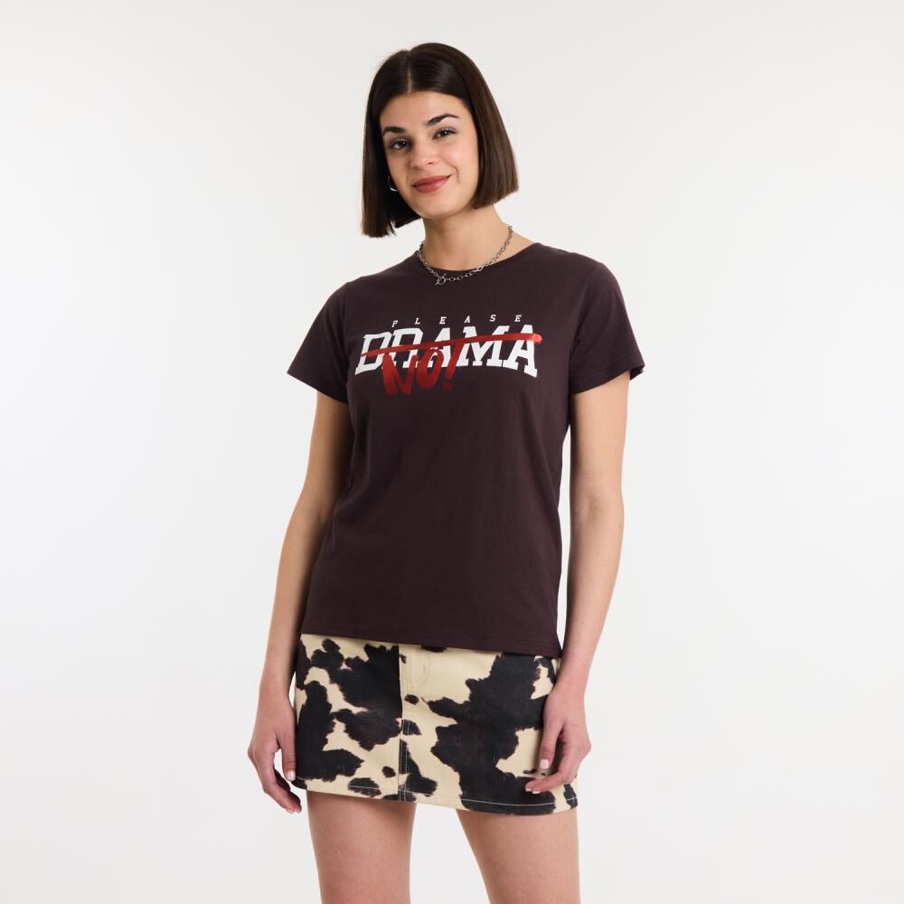 Polera Print Frase Manga Corta Cuello Redondo Mujer Rolly Go image number 0.0
