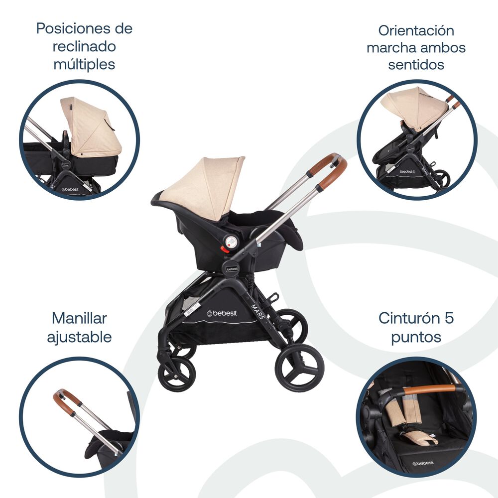 Coche Cuna Travel System Mars Lx Beige image number 2.0
