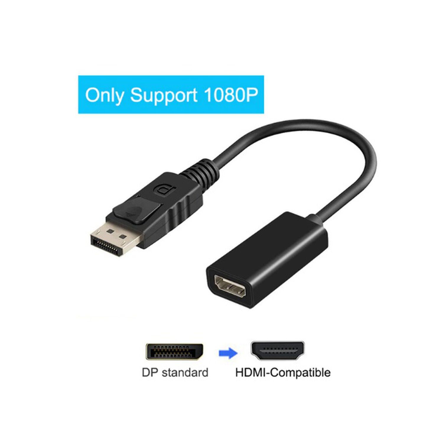 Adaptador Displayport A Hdmi 1080p Full Hd Con Cable Convertidor De Puerto De Pantalla image number 2.0