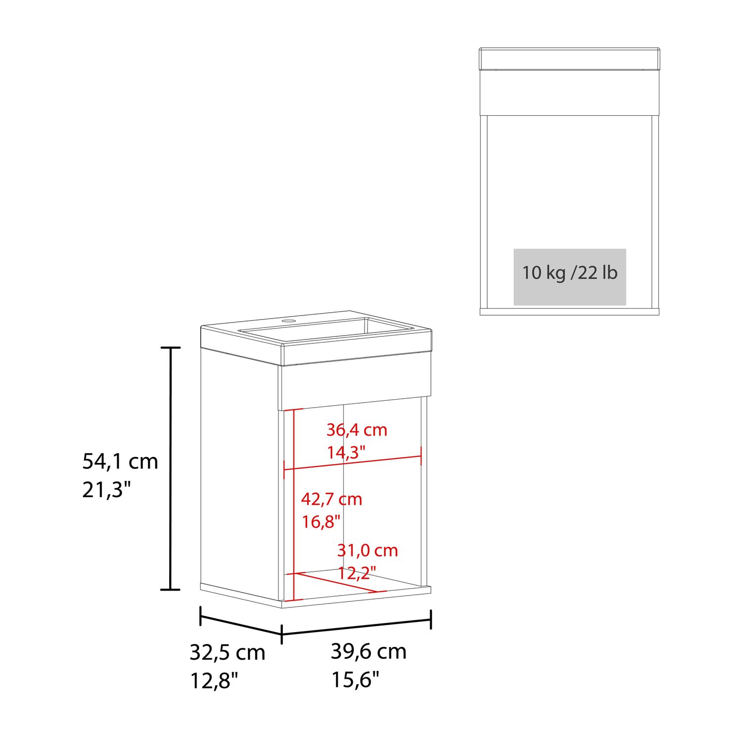 Vanitorio Flotante 1 Puerta 54.1x39.6x32.5 Cm image number 5.0