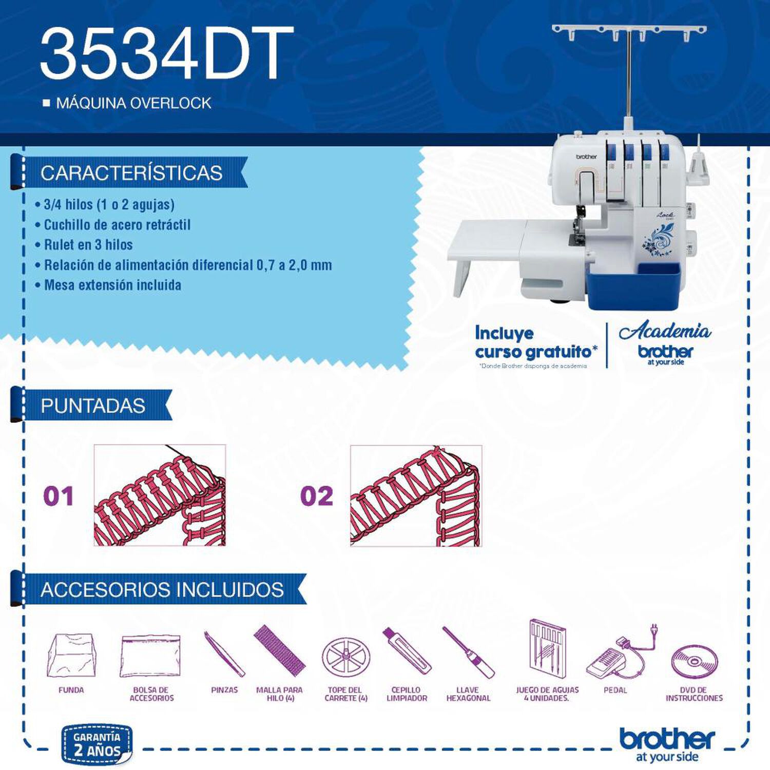 M&aacute;quina Overlock Brother 3534DT image number 4.0