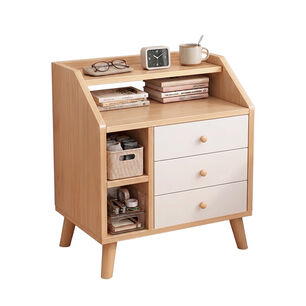 Velador De Madera Con 3 Cajones Y Repisas 61x50x30 Cm