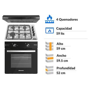 Kit Cocina 157 Sindelen Horno Empotrado HE-7000NG + Encimera CEG-4600IN + Campana CA-606NG