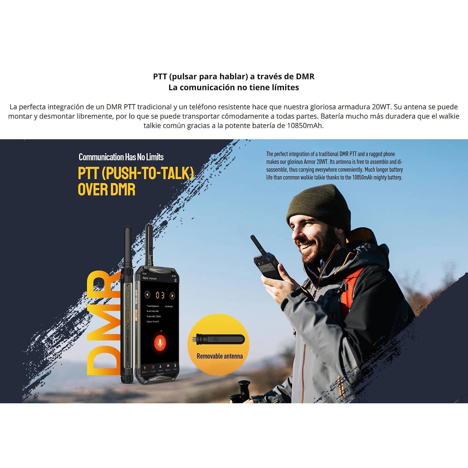 Celular Rugged Ulefone Armor 20wt Resistente A Golpes, Polvo, Humedad Y Agua / Walkie Talkie Dmr/uhf &ndash; Digital An&aacute;logo, Potente Parlante De 100 Db image number 2.0
