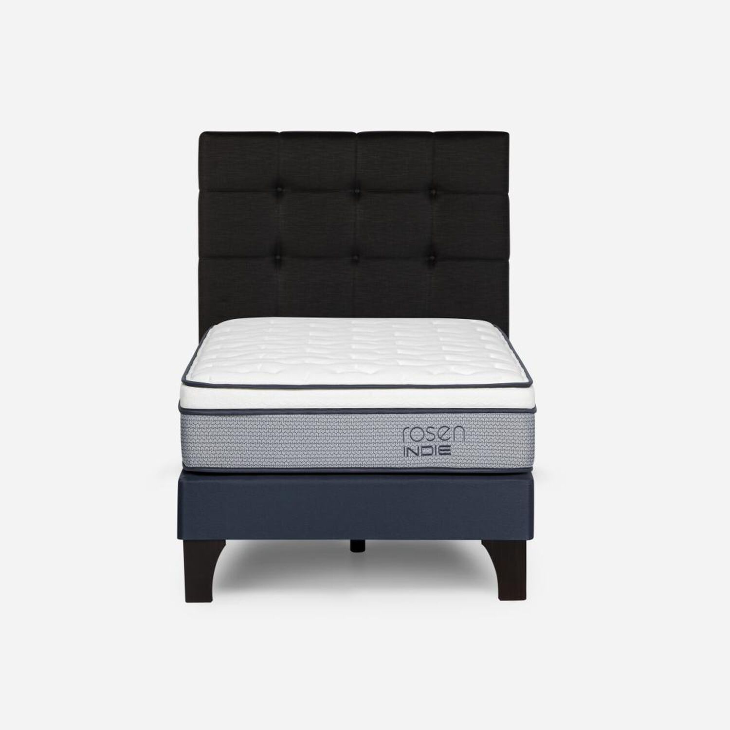 Cama Europea Rosen Indie / 1.5 Plazas / Base Normal + Respaldo Issey Grafito image number 0.0