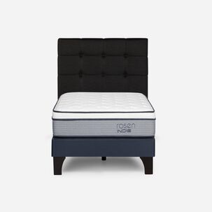 Cama Europea Rosen Indie / 1.5 Plazas / Base Normal + Respaldo Issey Grafito