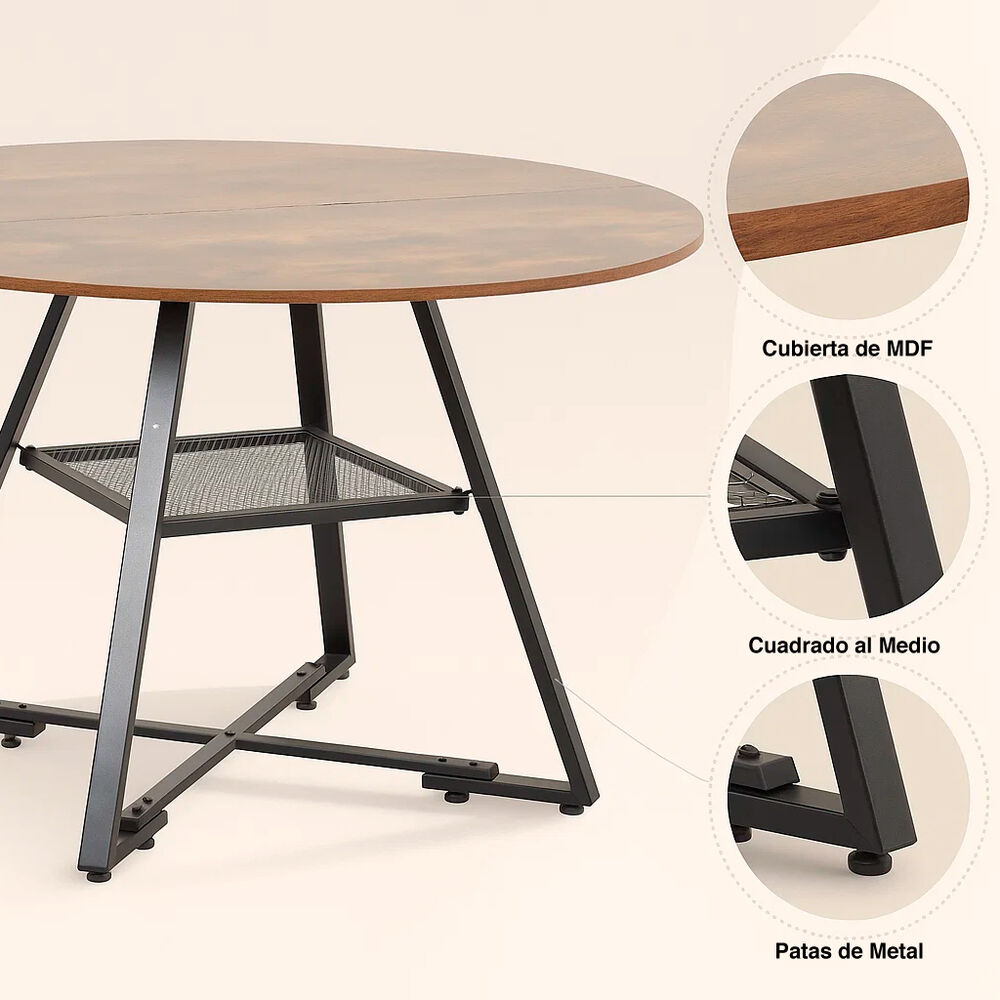 Mesa De Comedor Redonda Estilo Industrial Trn image number 4.0