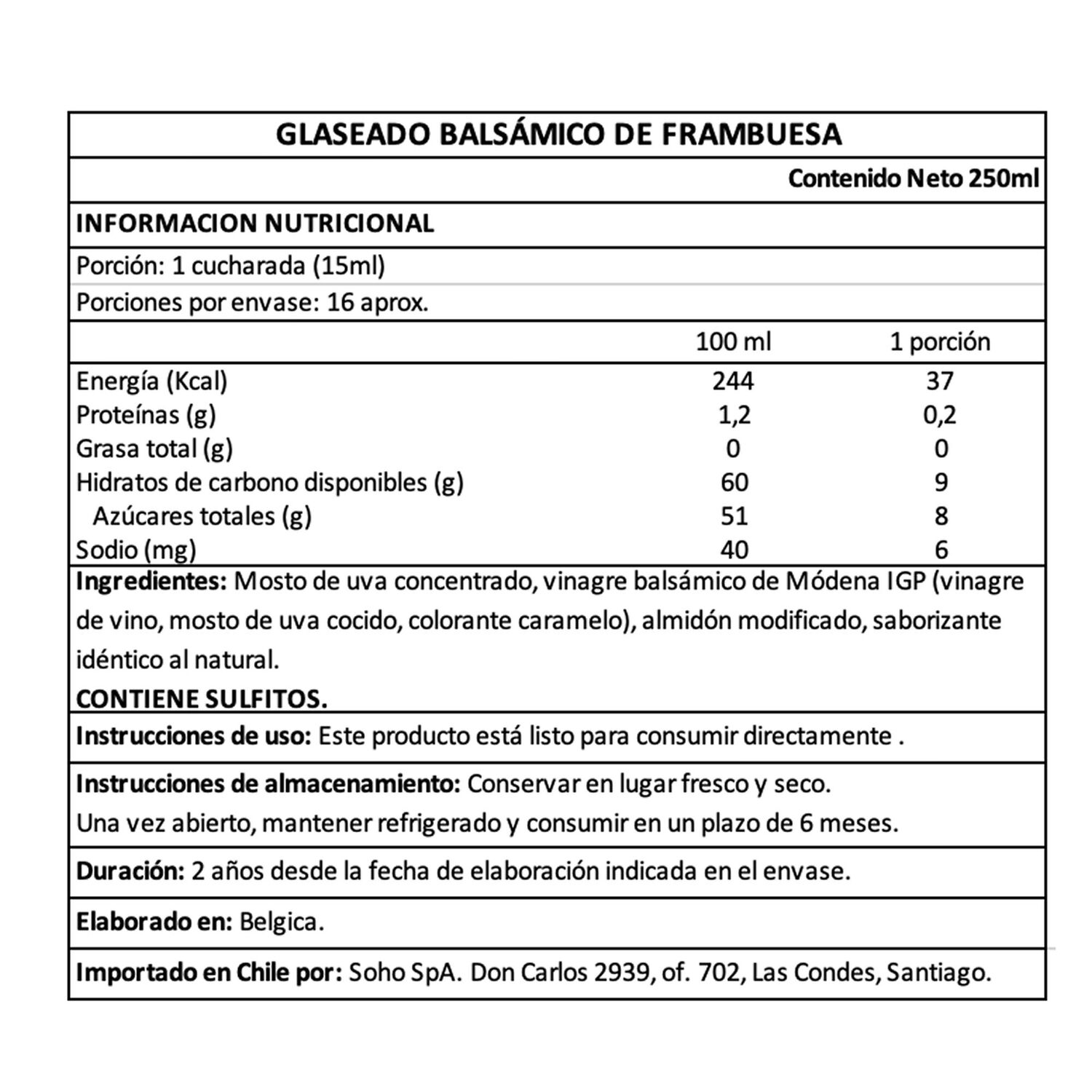 Glaseado Bals&aacute;mico De Frambuesa Dulce Belberry 1 X 250 Ml image number 4.0