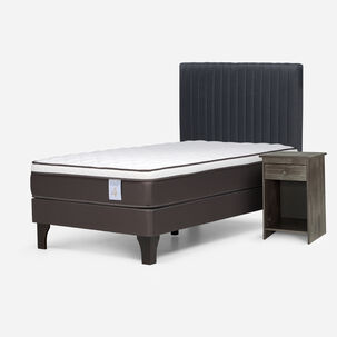 Cama Europea Rosen New Style 4 Plus / 1.5 Plazas / Base Normal + Set De Maderas Lucio