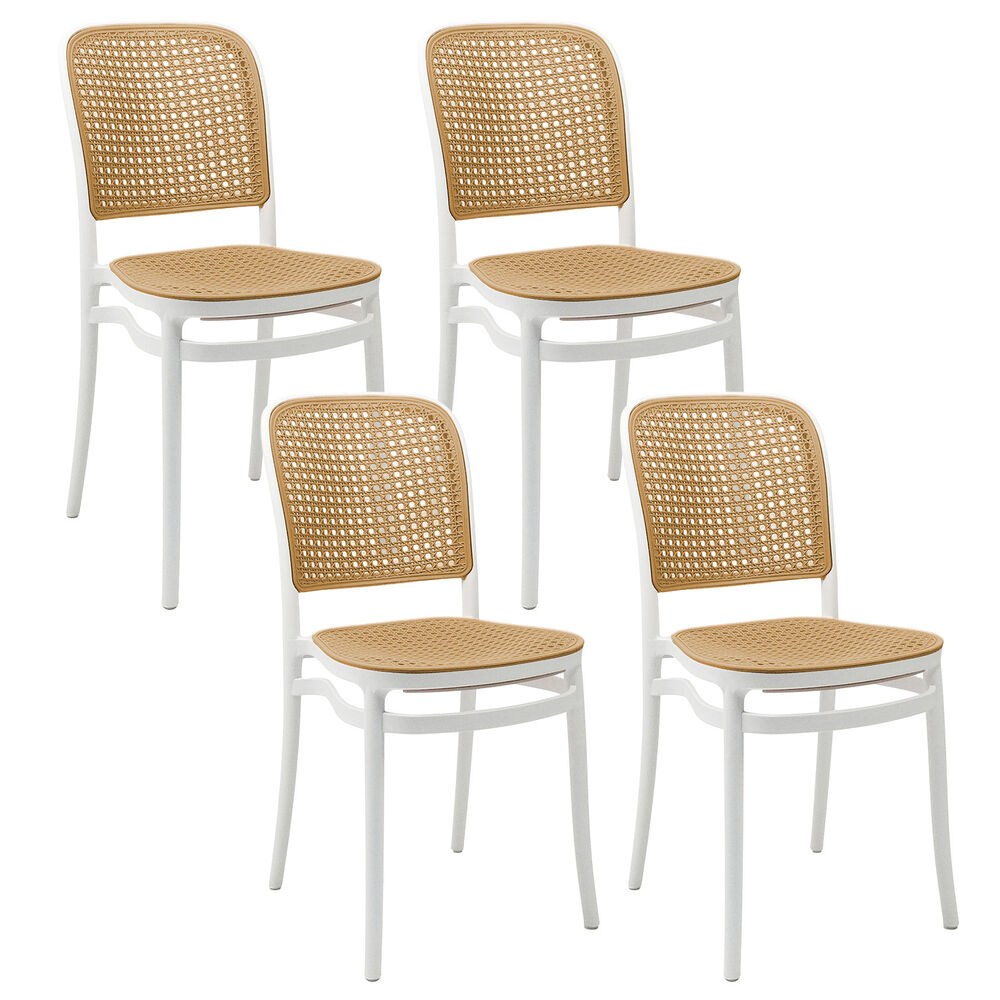 Pack 4 Sillas Terraza Plástica Cairo Blanca/beige image number 0.0