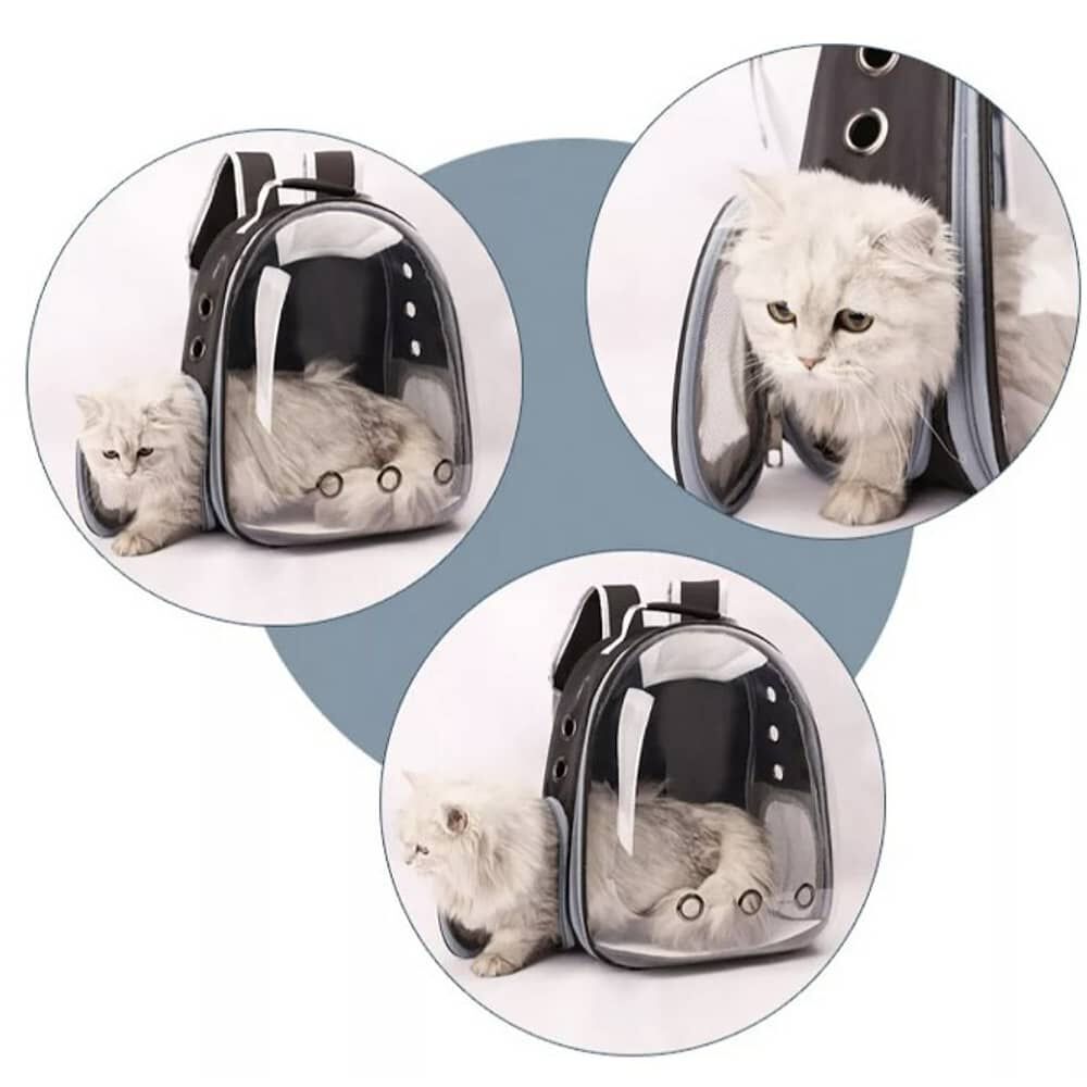 Bolso Mochila Transparente Porta Mascotas Negro image number 2.0