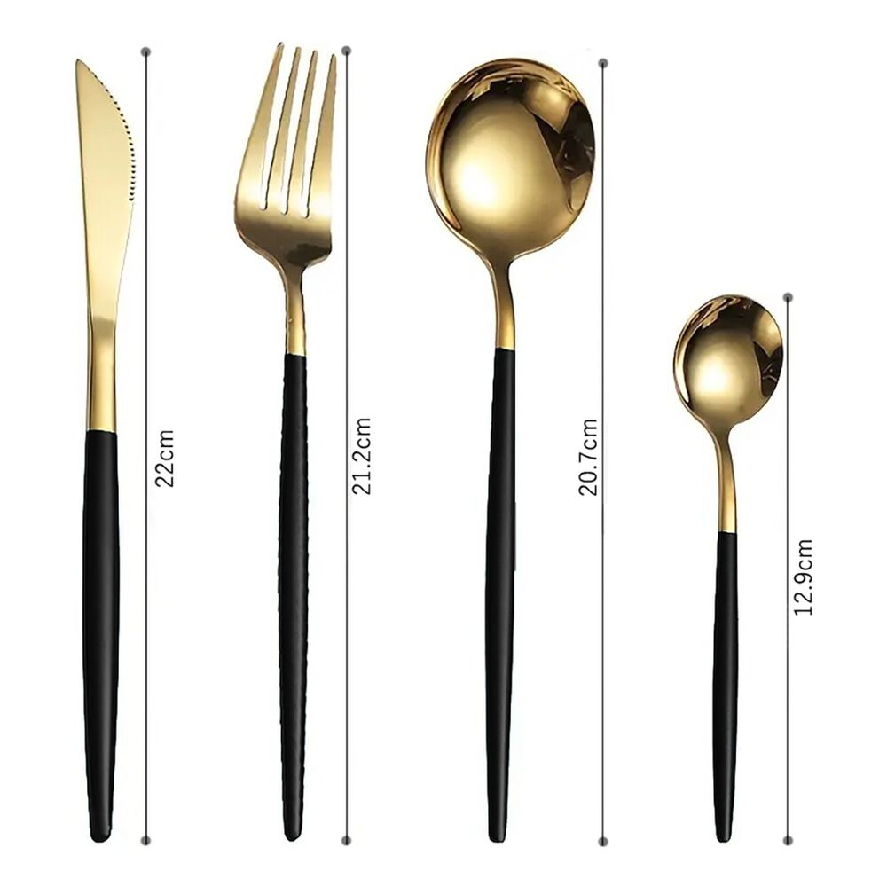 Juego Cubiertos 16 Piezas Acero Inoxidable Negro image number 6.0