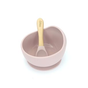 Plato Silicona Con Cuchara Rosa
