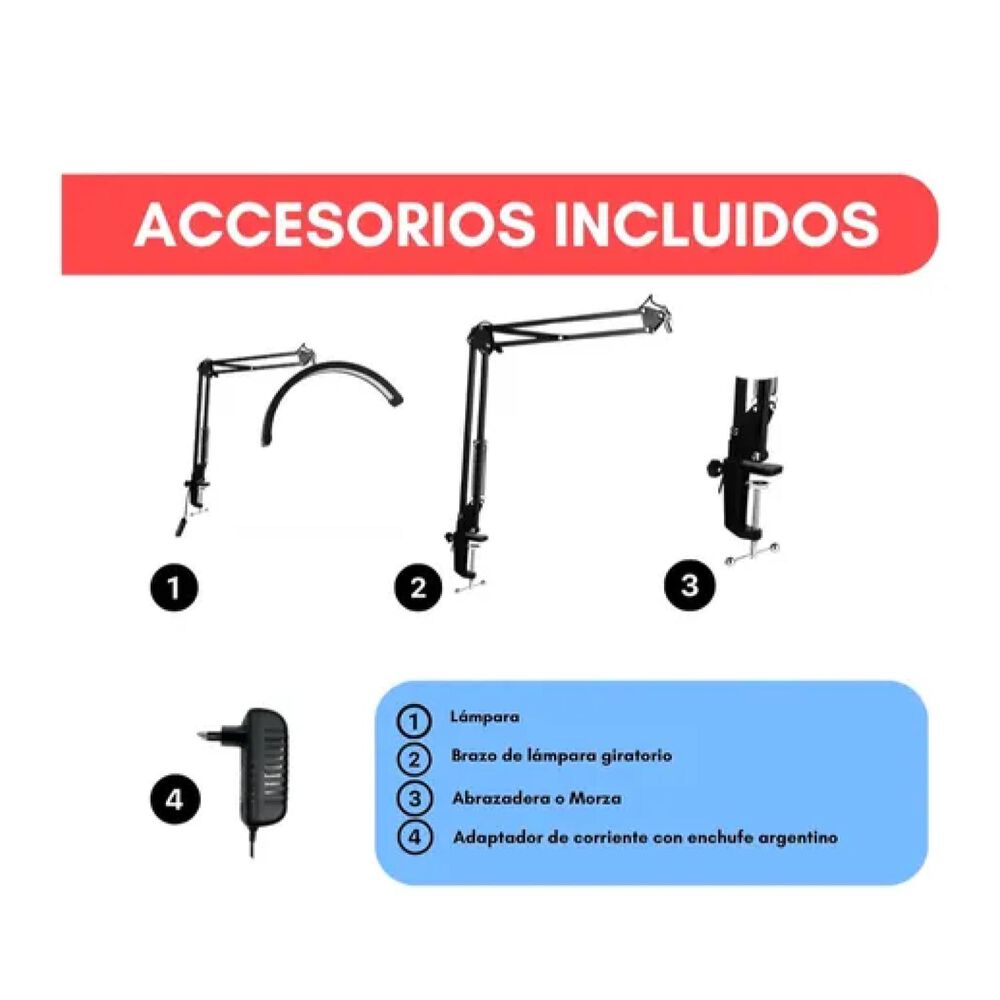Lampara Ajustable Articulada Para Manicurista Pestañas Cara image number 3.0