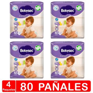 Babysec Premium - Pack X 4 Paquetes - Talla M 80 Pañales