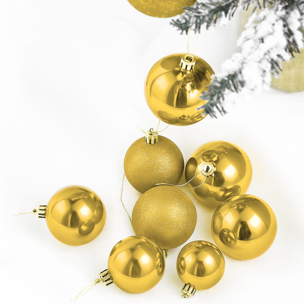 8 Bambalinas Navideñas Esferas 8cm Dorado Adorno Decoración image number 1.0
