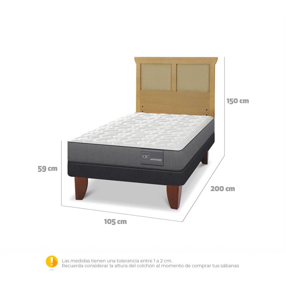 Cama Europea Cic Anatomic / 1.5 Plazas / Base Normal + Respaldo image number 4.0