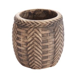 Maceta Trenzada De Cemento Caf&eacute; 13 Cm