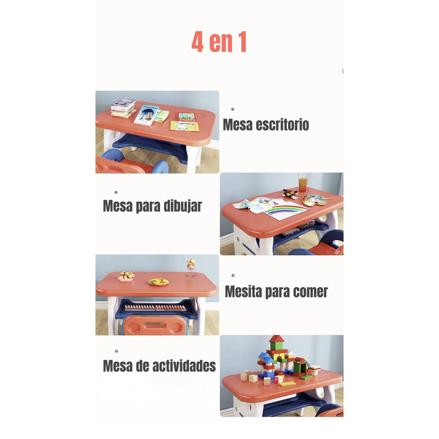 Mesa Con Silla Montessori Para Ni&ntilde;os 4 En 1 By Lubabycas image number 2.0