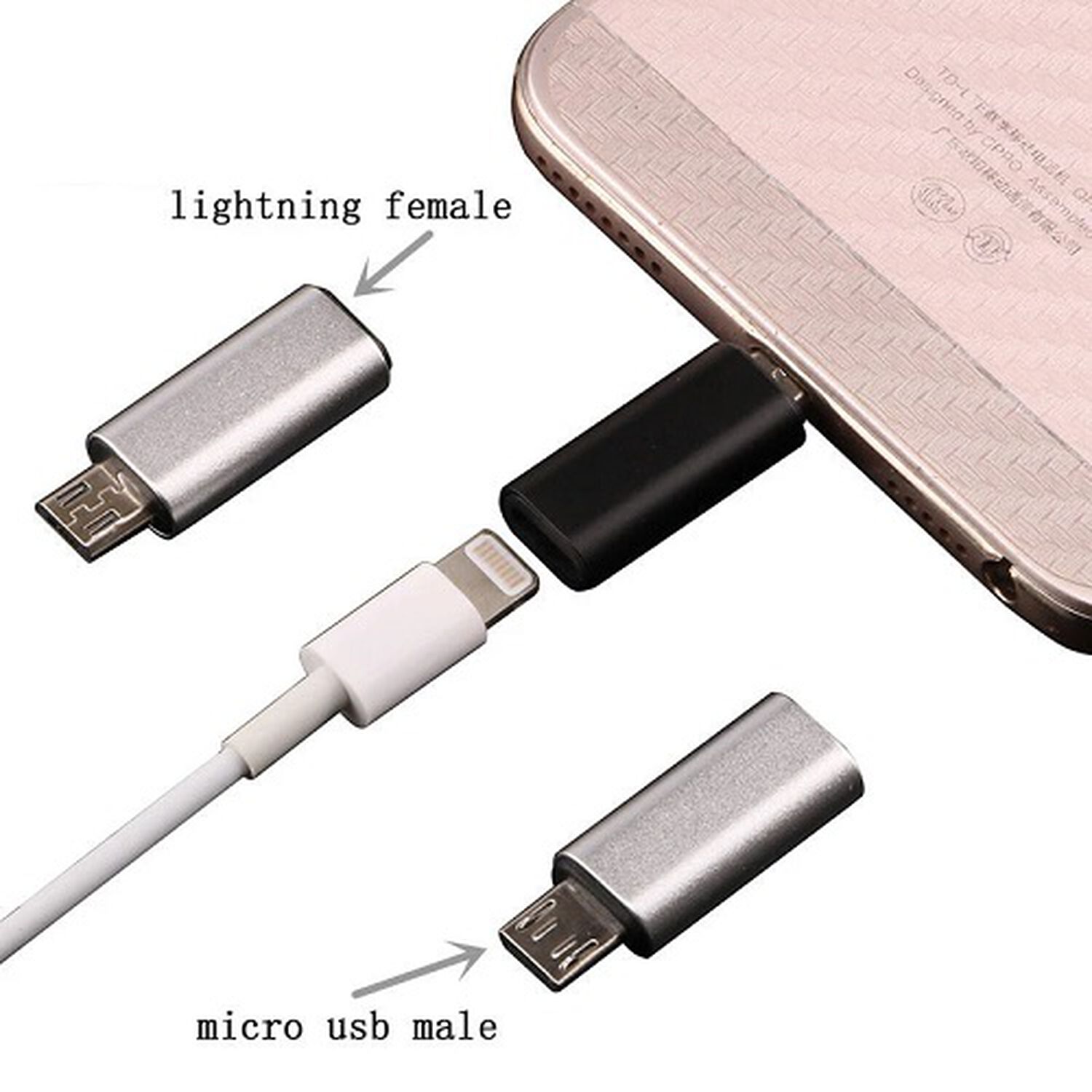 Adaptador Micro Usb Para Iphone Ligthning Convertidor Otg Conversor Micro Usb V8 Macho Para Iphone Hembra image number 5.0