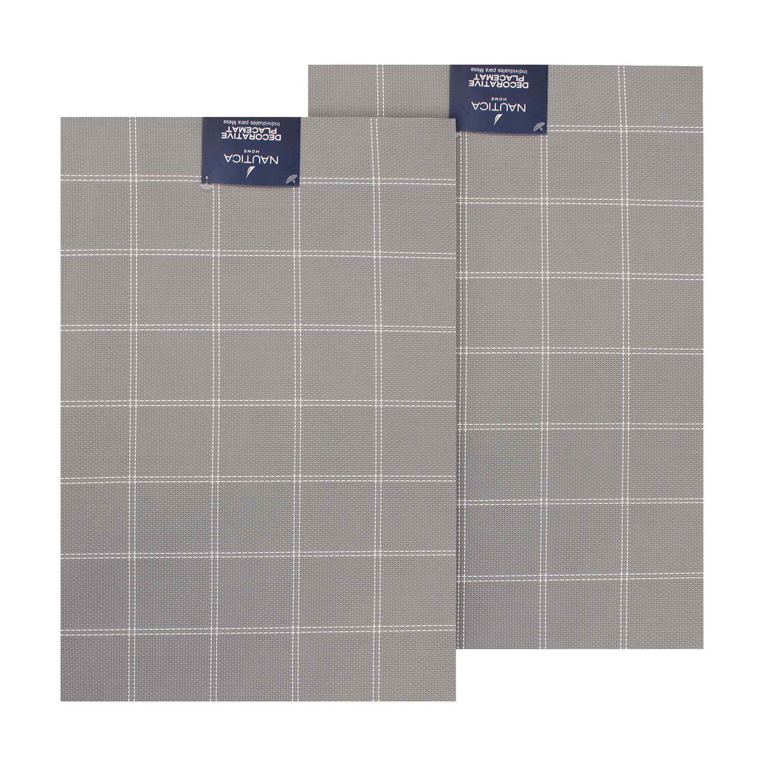 Pack 2 Individuales De Mesa Nautica Home 45x30cm Gris A Cuadros image number 3.0