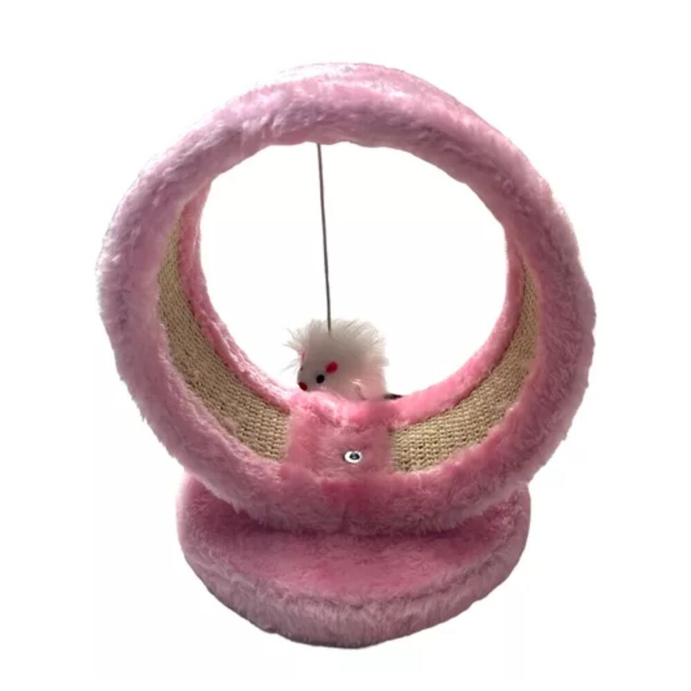 Rascador Para Gatos Diseño Circular Juguete Colgante Rosado image number 1.0