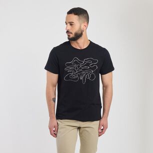 Polera Estampada Manga Corta Cuello Redondo Hombre Az Black