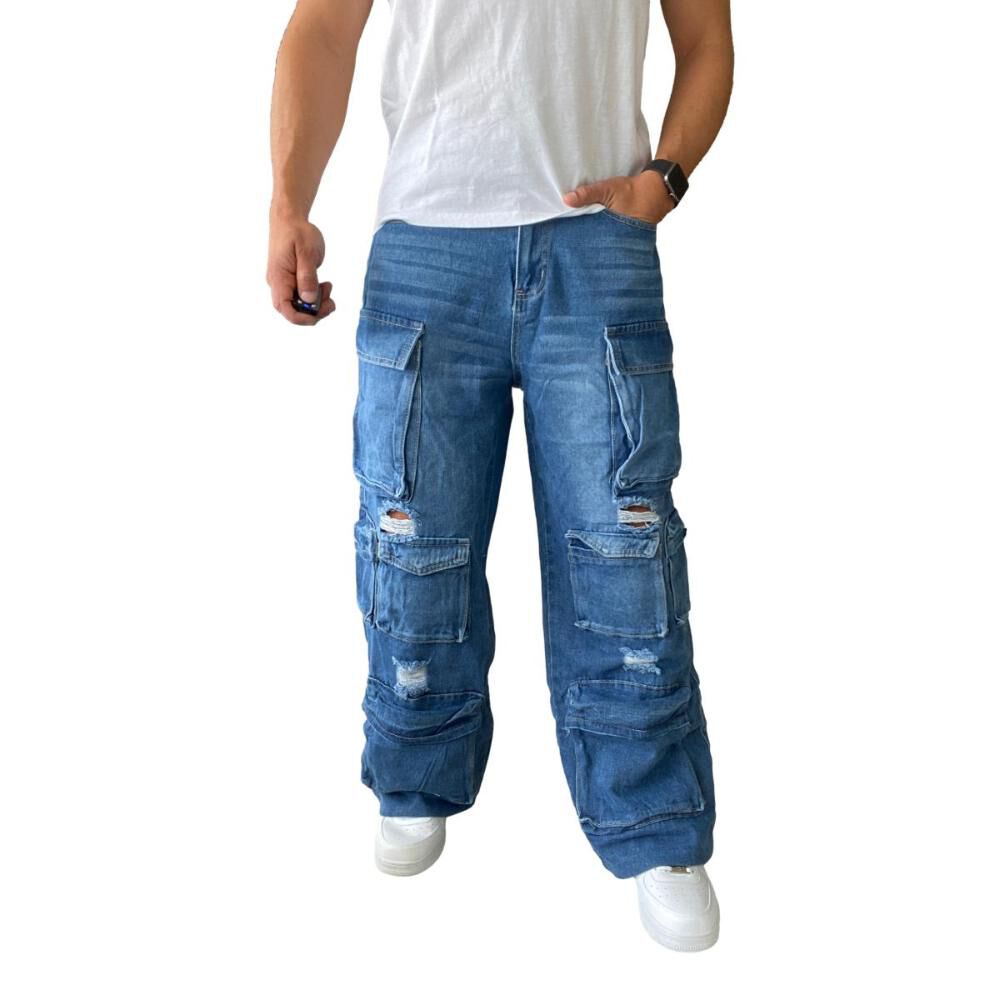 Jeans Diábolo Multicargo Rasgado Ancho Wide Leg Hombre image number 2.0