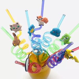 Pack 5 Bombillas Reutilizables Pokemon Cotillon Para Fiesta