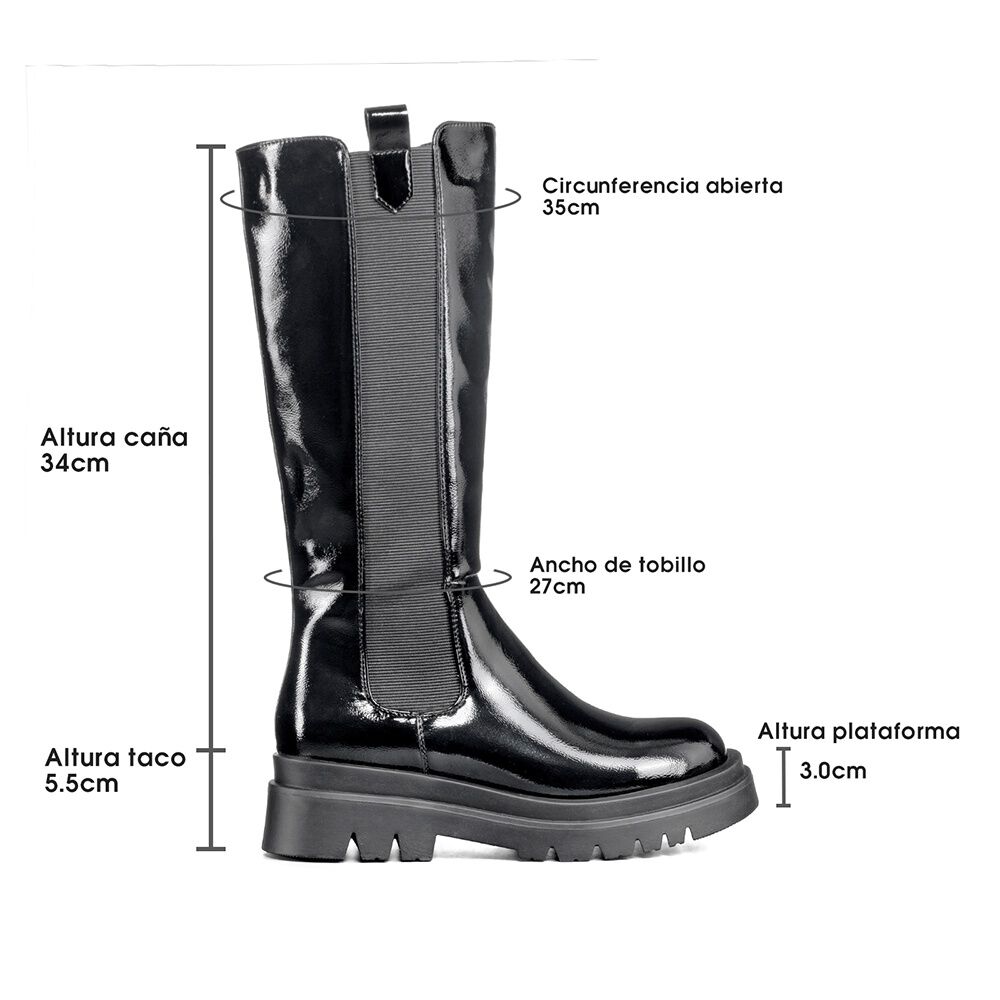 Botas Largas Mujer Eco Cuero Plataforma De Moda Weide Dh88 image number 5.0