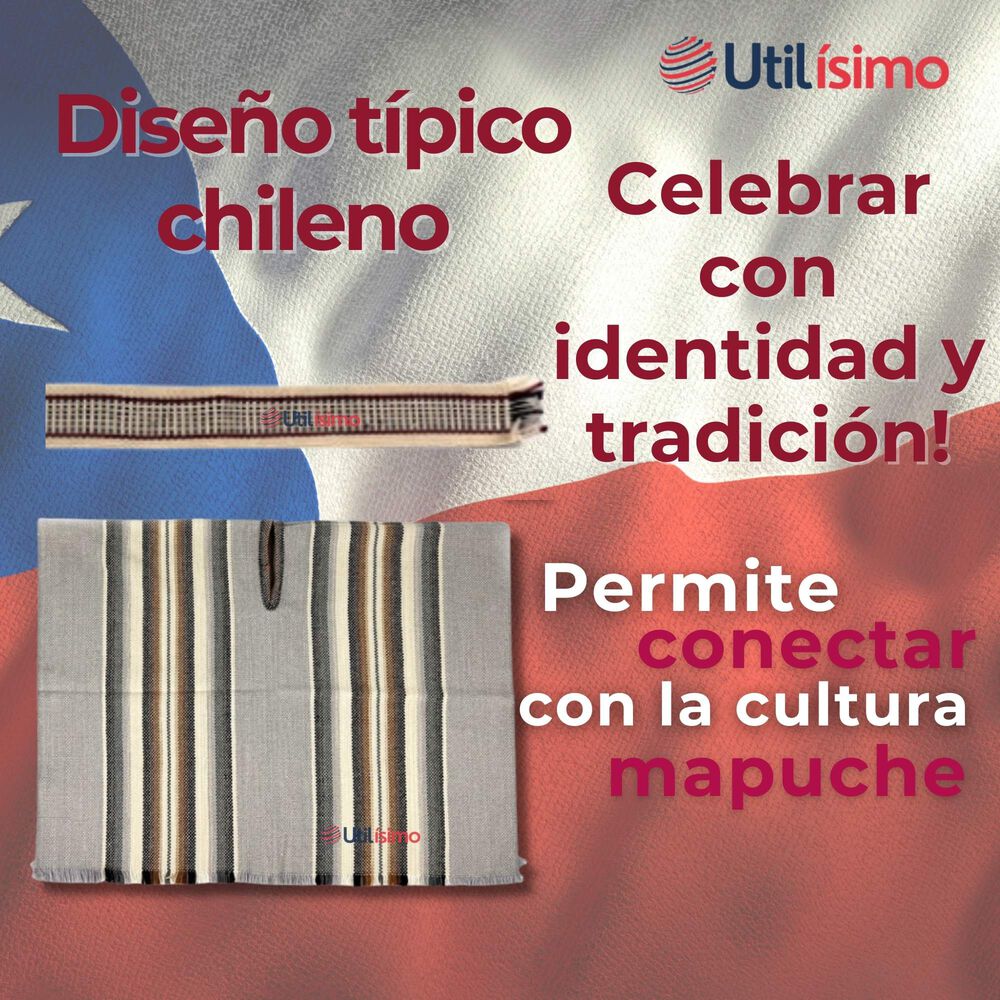 Set Poncho Mapuche +trarilonco Fiestas Patrias Manta Y Cintillo image number 4.0
