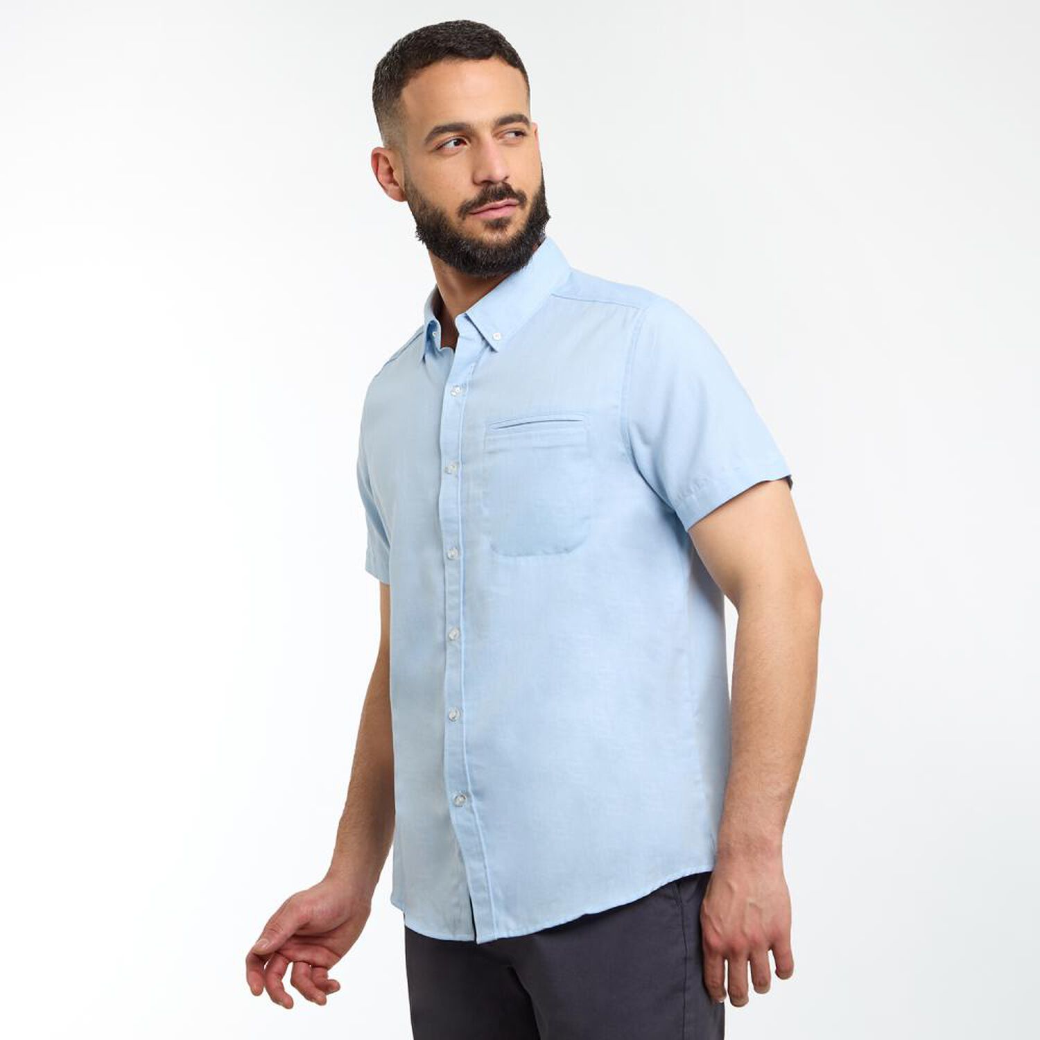 Camisa Slim Fit Manga Corta Hombre Az Black image number 2.0