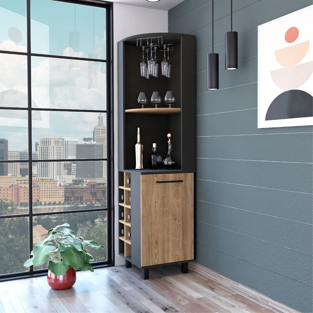 Bar Esquinero 8 Botelleros 1 Puerta Fm-007n - Negro image number 5.0