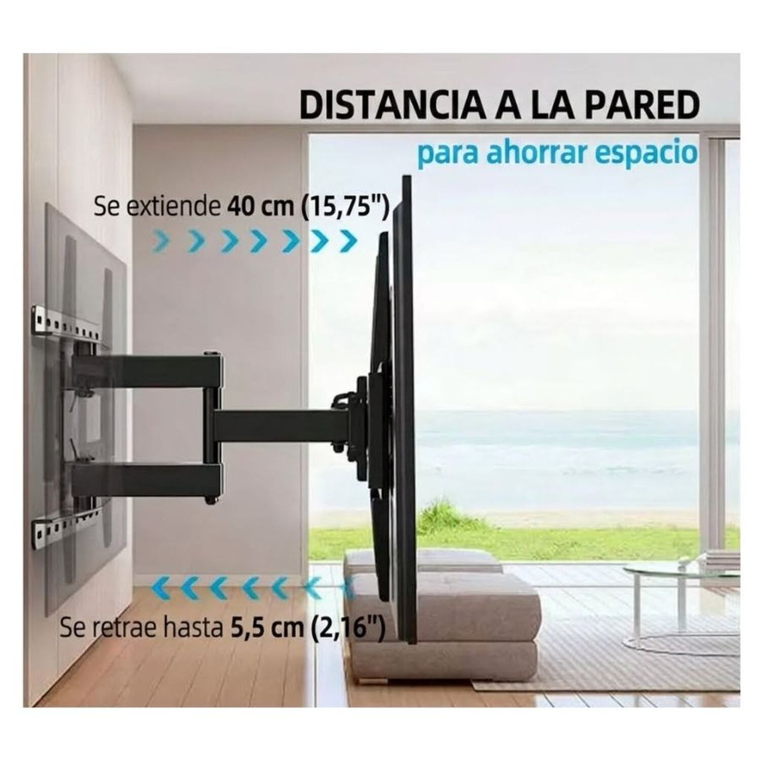 Soporte Tv Pared Articulado Full Motion 26 A 55 Pulgadas Giratorio image number 3.0
