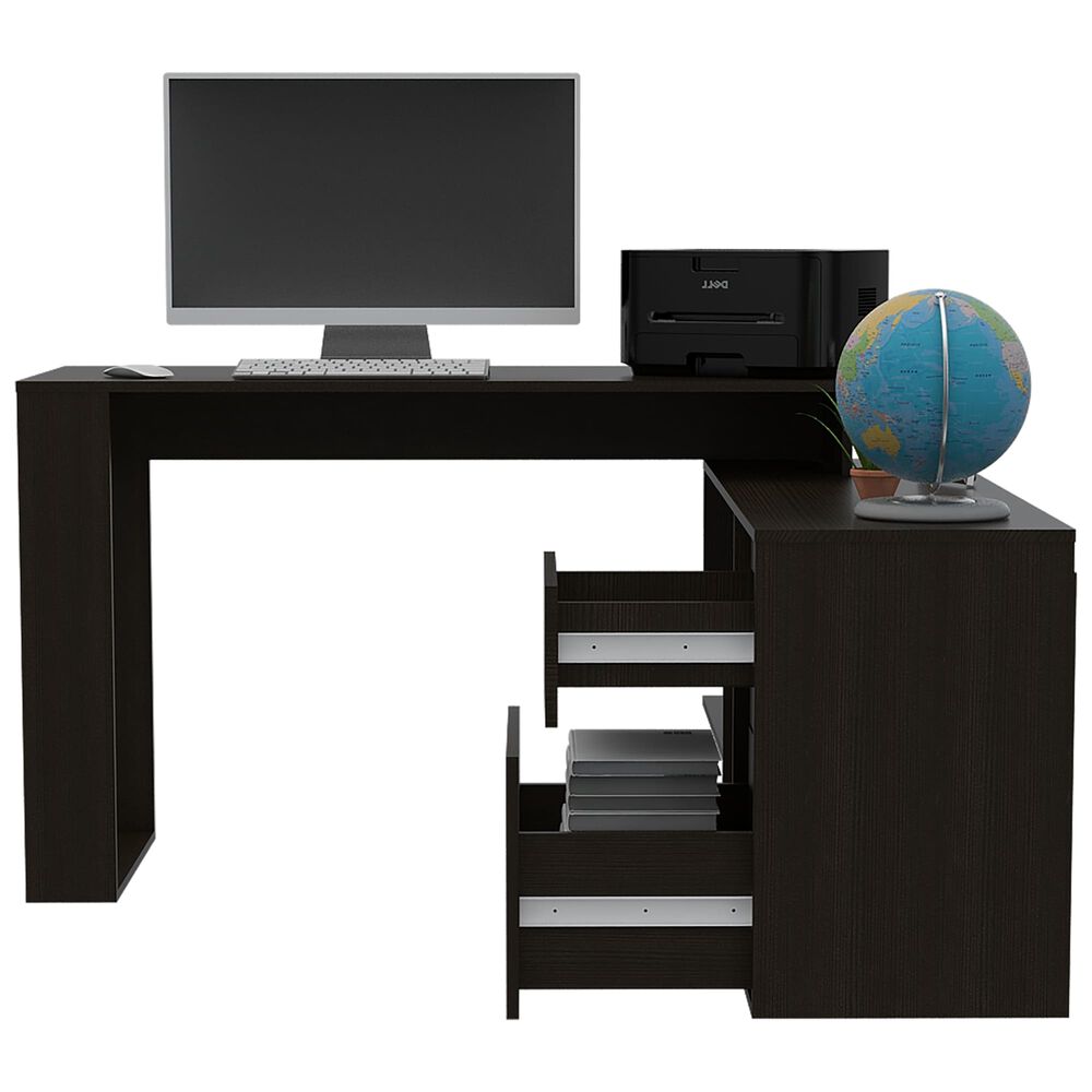 Escritorio En L 2 Cajones Y Estantes Fm-031n Negro image number 2.0