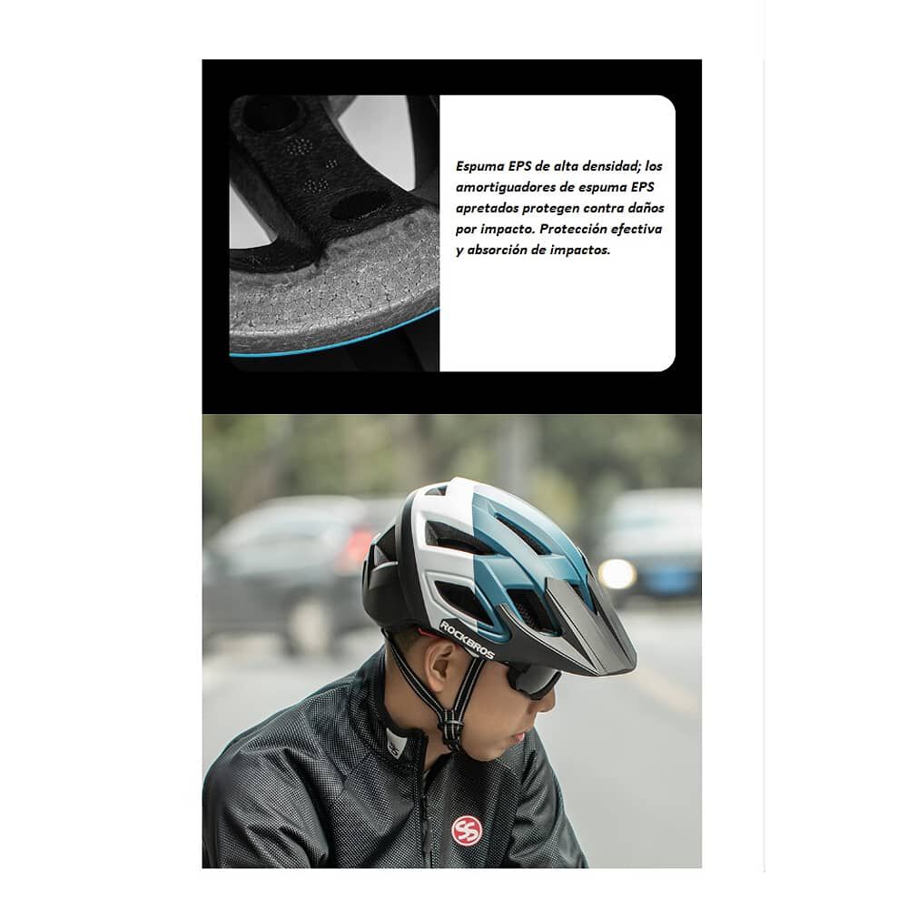 Casco Bicicleta Adulto Rockbros Azul Blanco image number 7.0