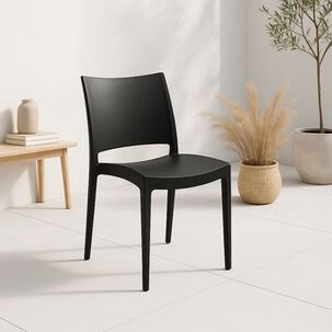 Silla De Terraza Exterior Tipo Restaurante - Negra