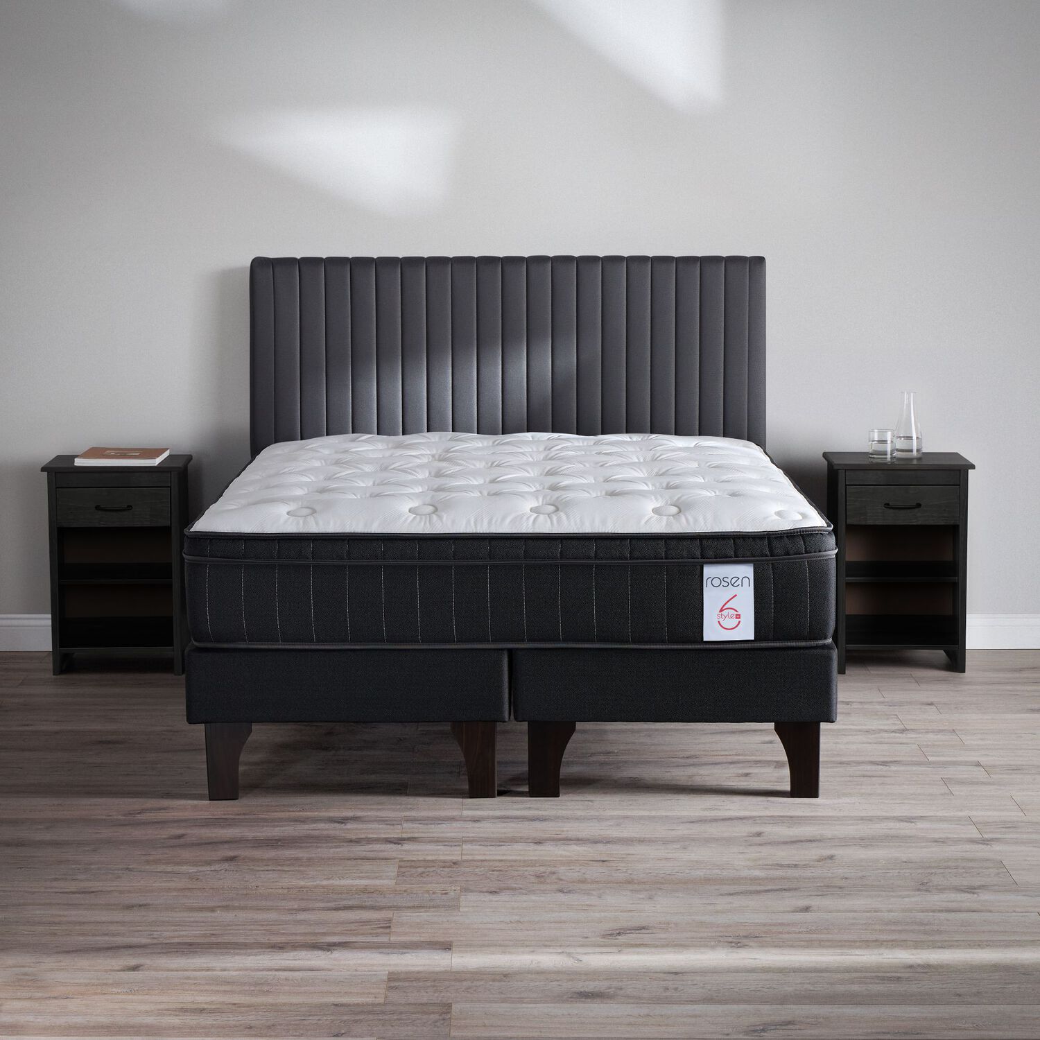 Cama Europea Rosen New Style 6 Plus + Respaldo Lucio / 2 Plazas / Base Normal + Set De Maderas image number 5.0