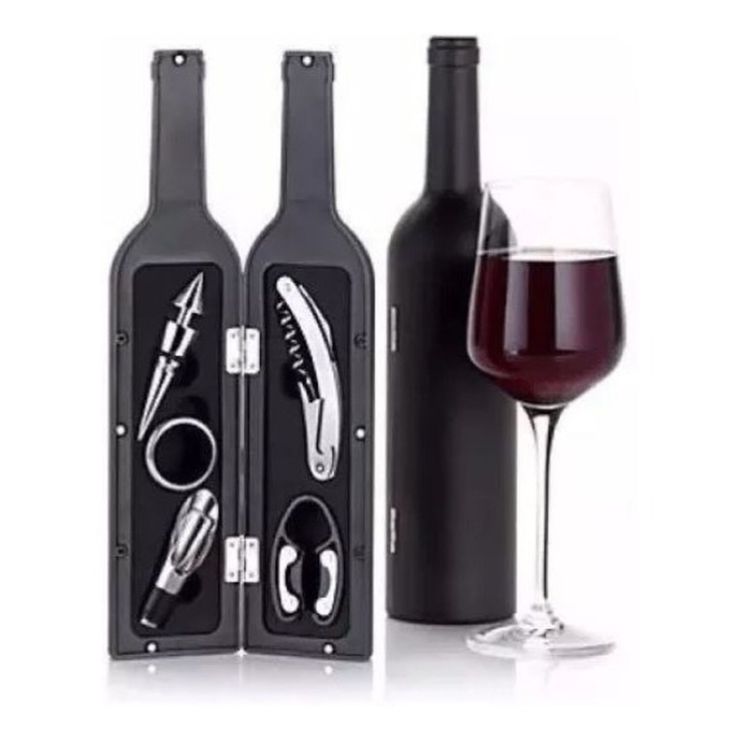 Set Vino Sacacorchos Accesorios Elegantes Botella Negra image number 3.0