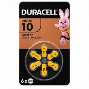 Pila Duracell 10 Auditiva Pack De 6u - 1.45v Larga Duraci&oacute;n