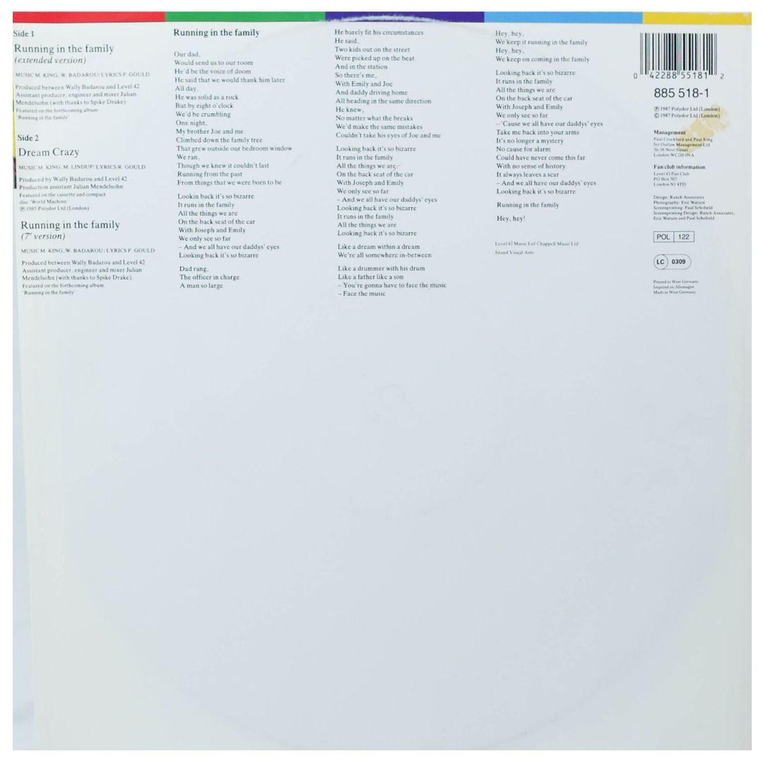 Level 42 - Running In The Family | 12" Maxi Single Usado image number 1.0