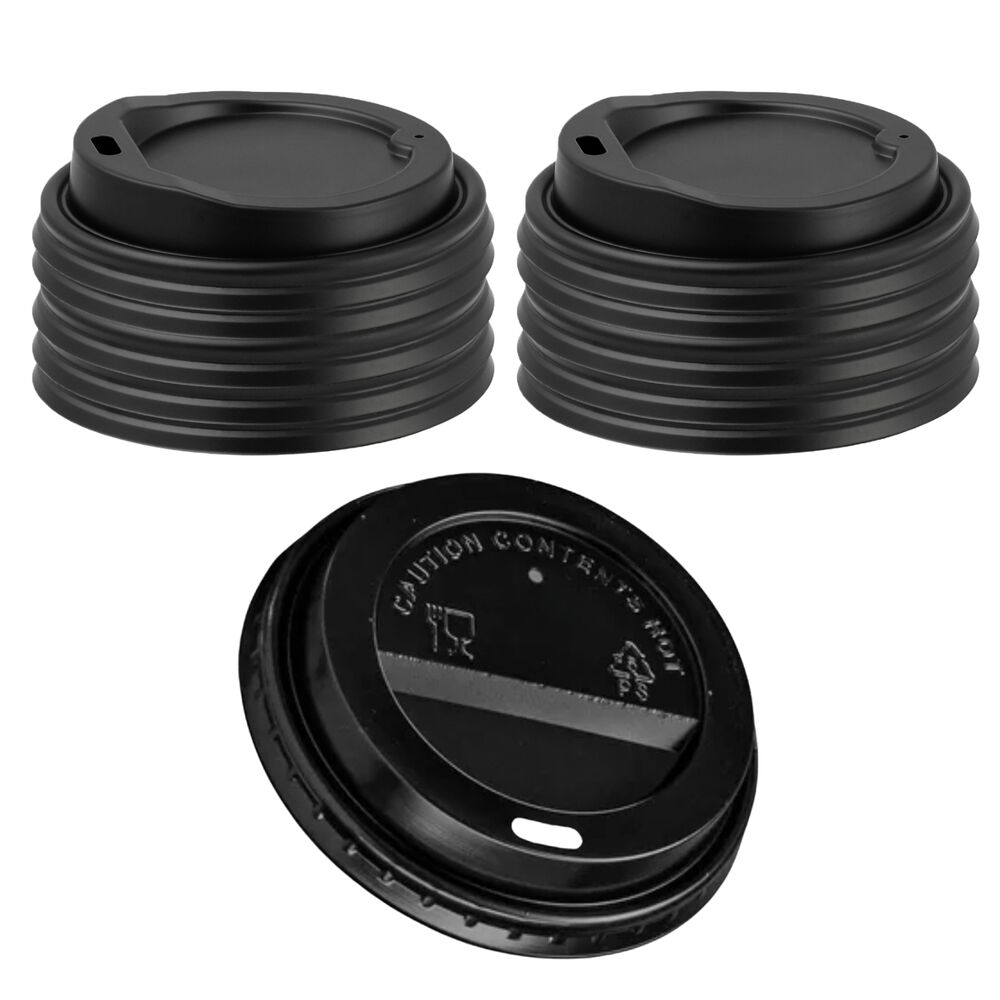 Set 40 Tapas Vaso Cafe 12oz Tapa Desechable Plastico Negro image number 0.0