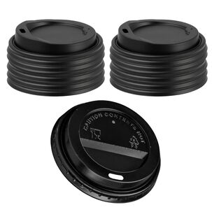 Set 40 Tapas Vaso Cafe 12oz Tapa Desechable Plastico Negro