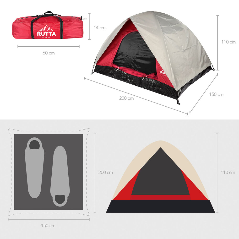 Carpa 2 Personas Camping Outdoor Burdeo image number 6.0
