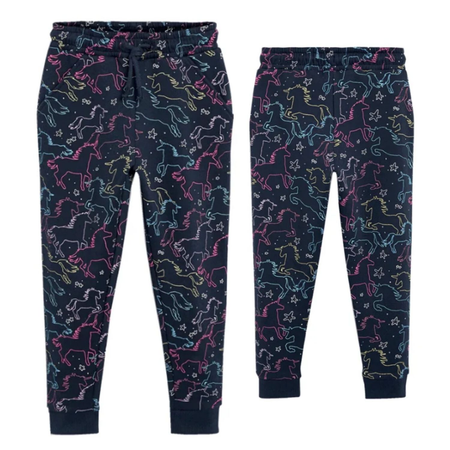 Pantal&oacute;n Buzo Ni&ntilde;a 100% Algod&oacute;n Azul Oscuro Unicornios De Colores image number 0.0