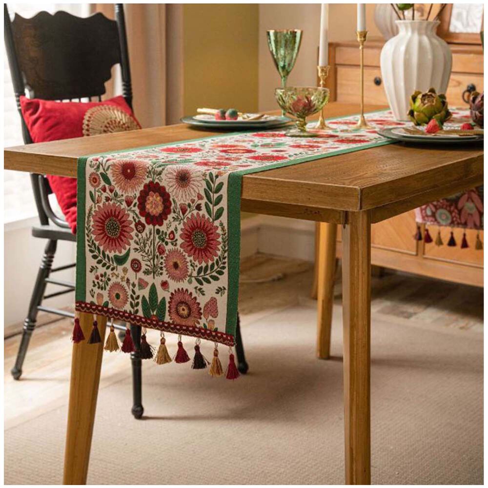 Camino De Mesa De Lino Tejido Con Dise&ntilde;o 35*180cm Mod12 image number 0.0