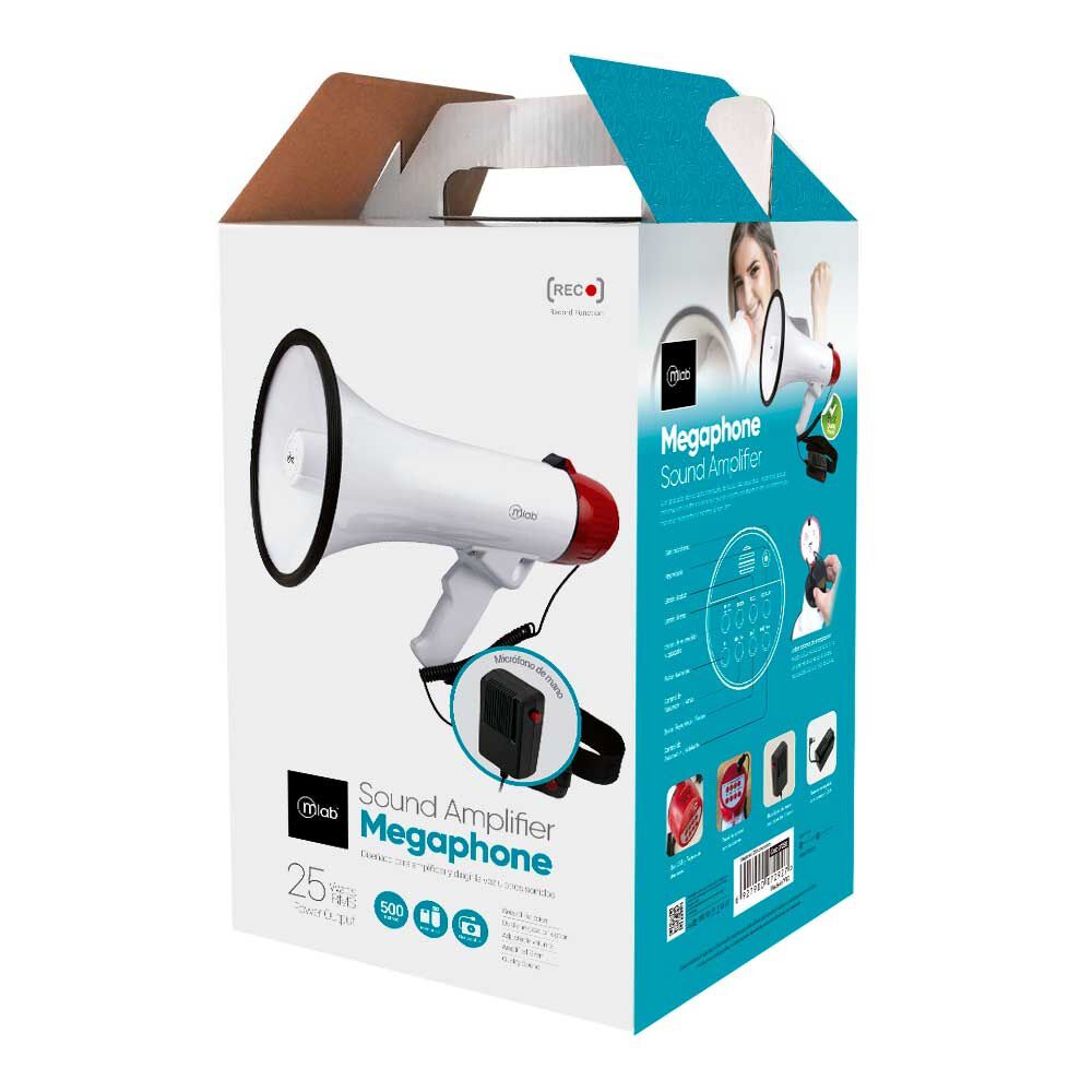 Meg&aacute;fono Amplificador 25w Recargable +micr&oacute;fono De Mano 500m image number 6.0