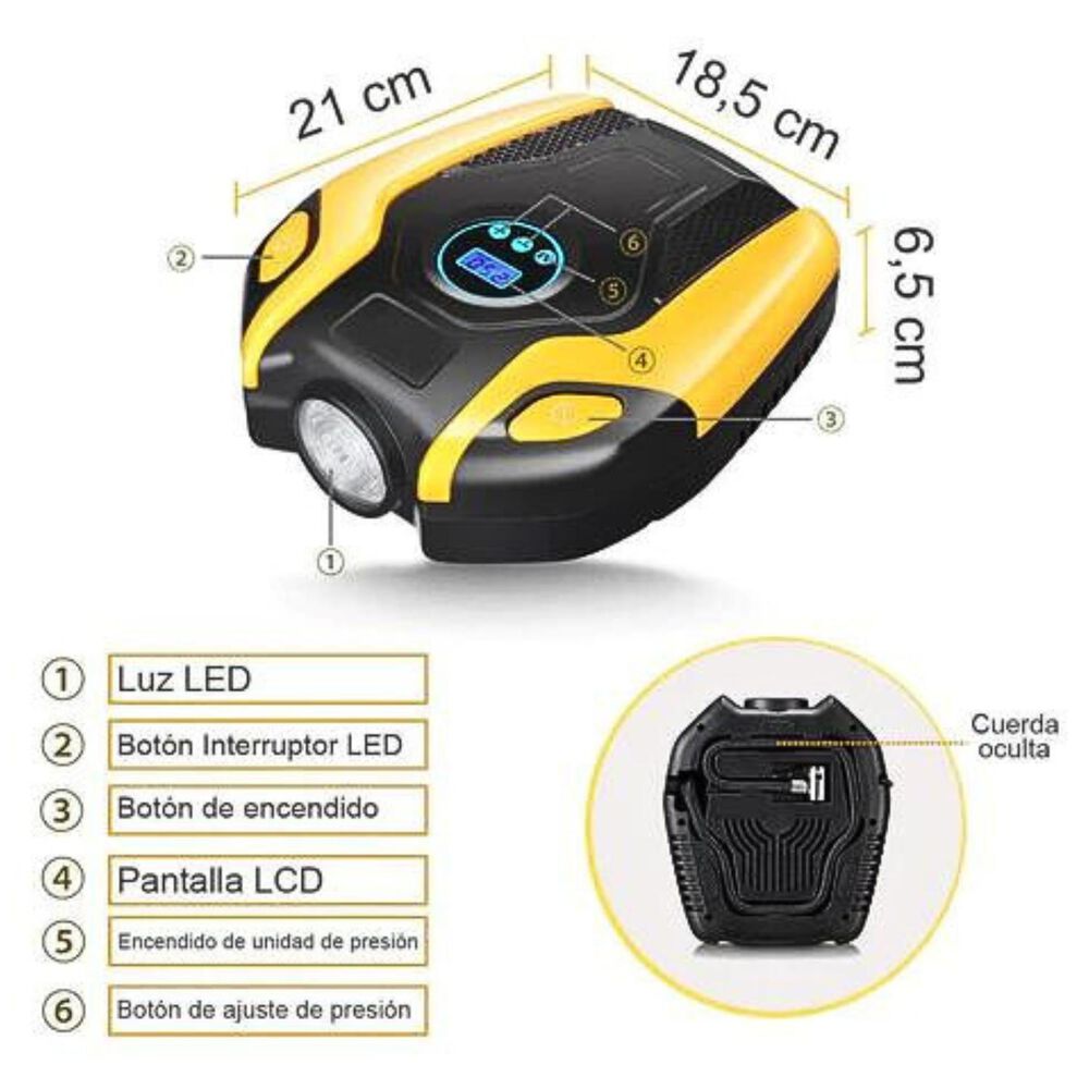 Compresor De Aire Digital Con Luz De Emergencia image number 4.0