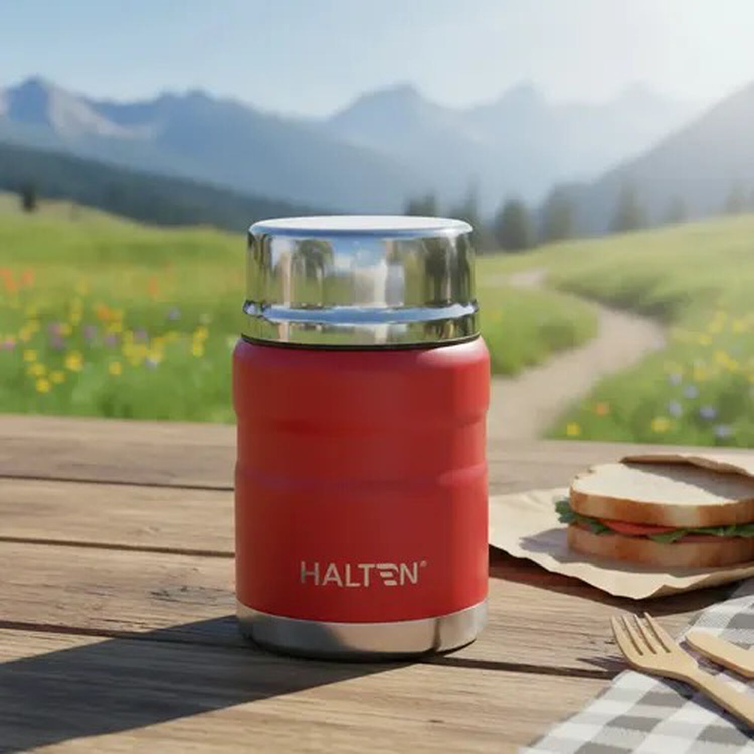 Termo Comida Acero Inox 750 Ml Halten Rojo image number 0.0