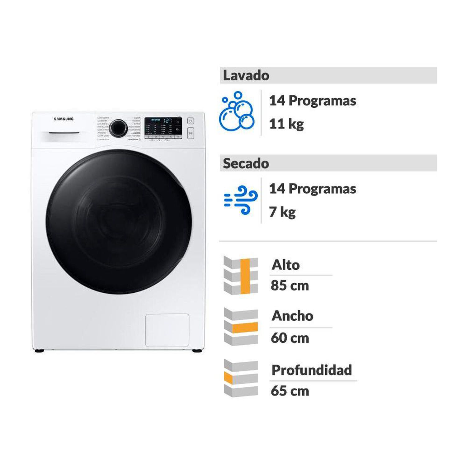 Lavadora Secadora Samsung WD11TA046BE/ZS / 11 Kg / 7 Kg image number 1.0
